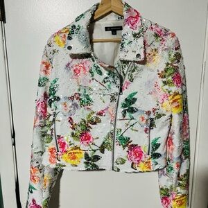 Beautiful floral sequin moto jacket from INC International Concepts.